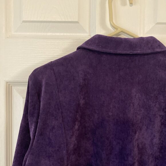 Christopher & Banks Purple Corduroy Zip Up Long Sleeve Shirt Womens Petite Large - Picture 10 of 15